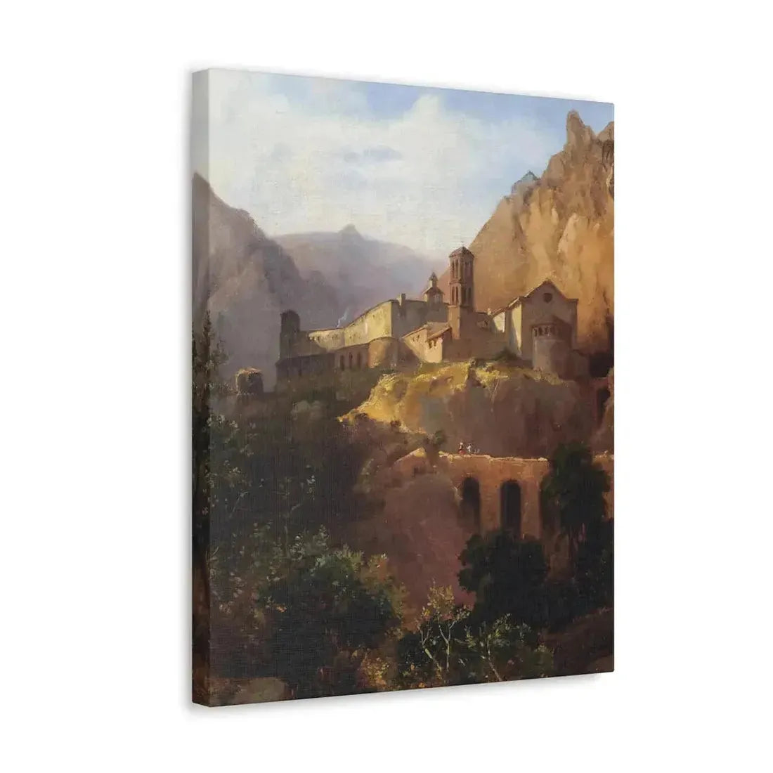 Johann Wilhelm Schirmer (1807-1863) Italian monastery on wood - Canvas Wall Art - The Sticker Space