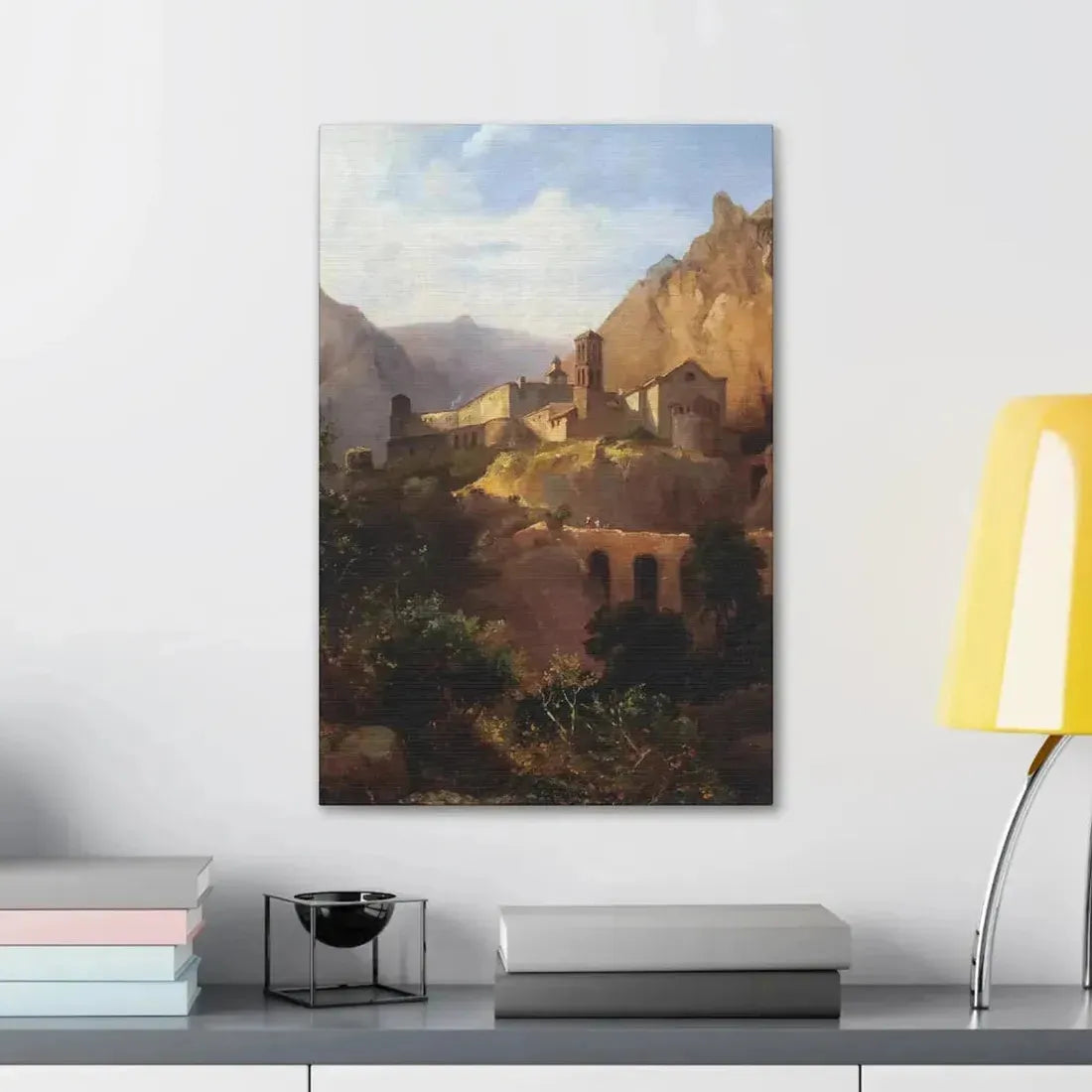 Johann Wilhelm Schirmer (1807-1863) Italian monastery on wood - Canvas Wall Art - The Sticker Space