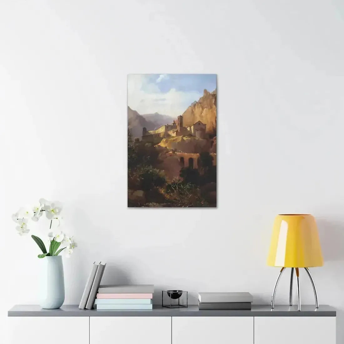 Johann Wilhelm Schirmer (1807-1863) Italian monastery on wood - Canvas Wall Art - The Sticker Space