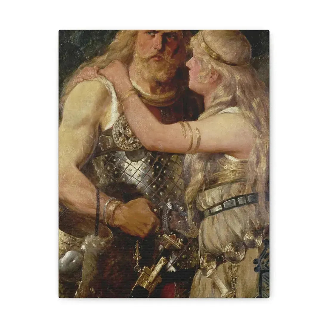 Johannes Gehrts (1855-1921) Armin verabschiedet sich von Thusnelda - 1884 - Canvas Wall Art 11″ x 14″ 1.25" - The Sticker Space