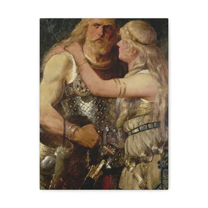 Johannes Gehrts (1855-1921) Armin verabschiedet sich von Thusnelda - 1884 - Canvas Wall Art 12″ x 16″ 1.25" - The Sticker Space