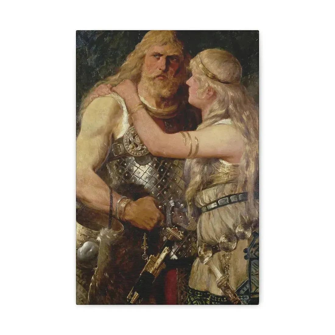 Johannes Gehrts (1855-1921) Armin verabschiedet sich von Thusnelda - 1884 - Canvas Wall Art 12" x 18" 1.25" - The Sticker Space