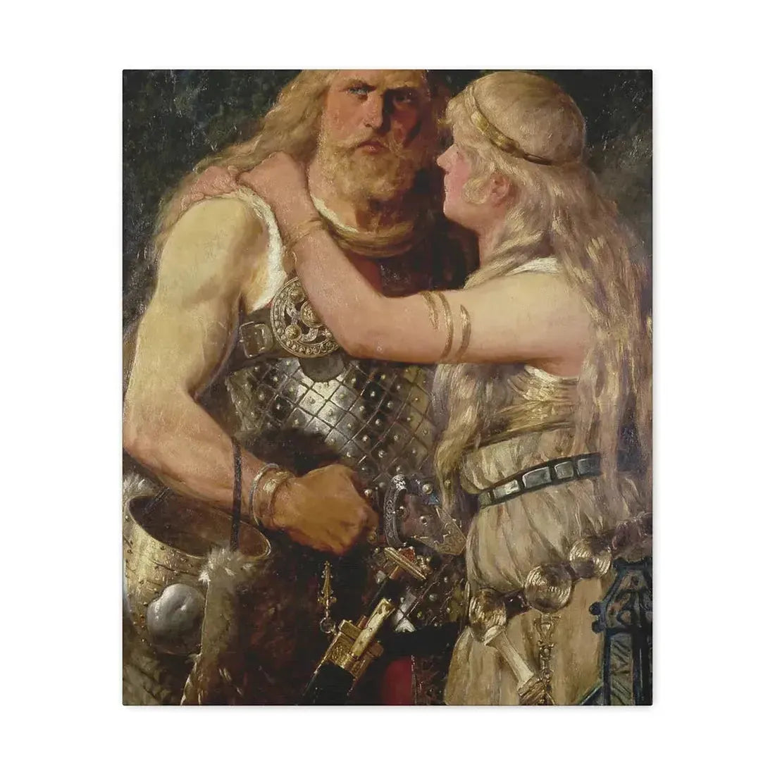 Johannes Gehrts (1855-1921) Armin verabschiedet sich von Thusnelda - 1884 - Canvas Wall Art 20″ x 24″ 1.25" - The Sticker Space