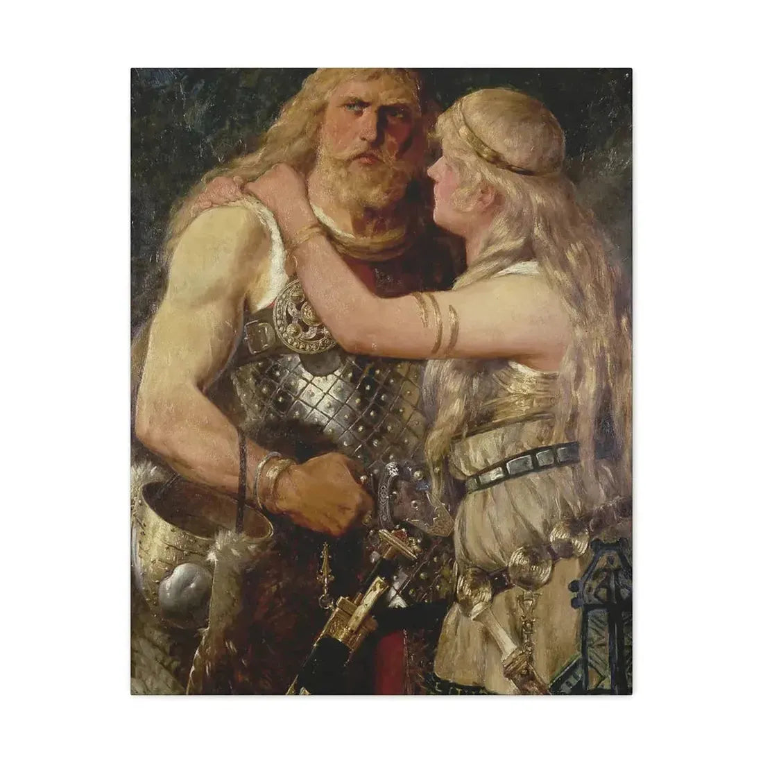 Johannes Gehrts (1855-1921) Armin verabschiedet sich von Thusnelda - 1884 - Canvas Wall Art 24″ x 30″ 1.25" - The Sticker Space