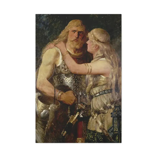 Johannes Gehrts (1855-1921) Armin verabschiedet sich von Thusnelda - 1884 - Canvas Wall Art 24″ x 36″ 1.25" - The Sticker Space