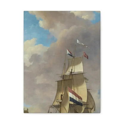 Johannes Hermanus Koekkoek (1778-1851) A Merchantman off Veere - Canvas Wall Art 12″ x 16″ 1.25" - The Sticker Space