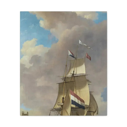 Johannes Hermanus Koekkoek (1778-1851) A Merchantman off Veere - Canvas Wall Art 20″ x 24″ 1.25" - The Sticker Space