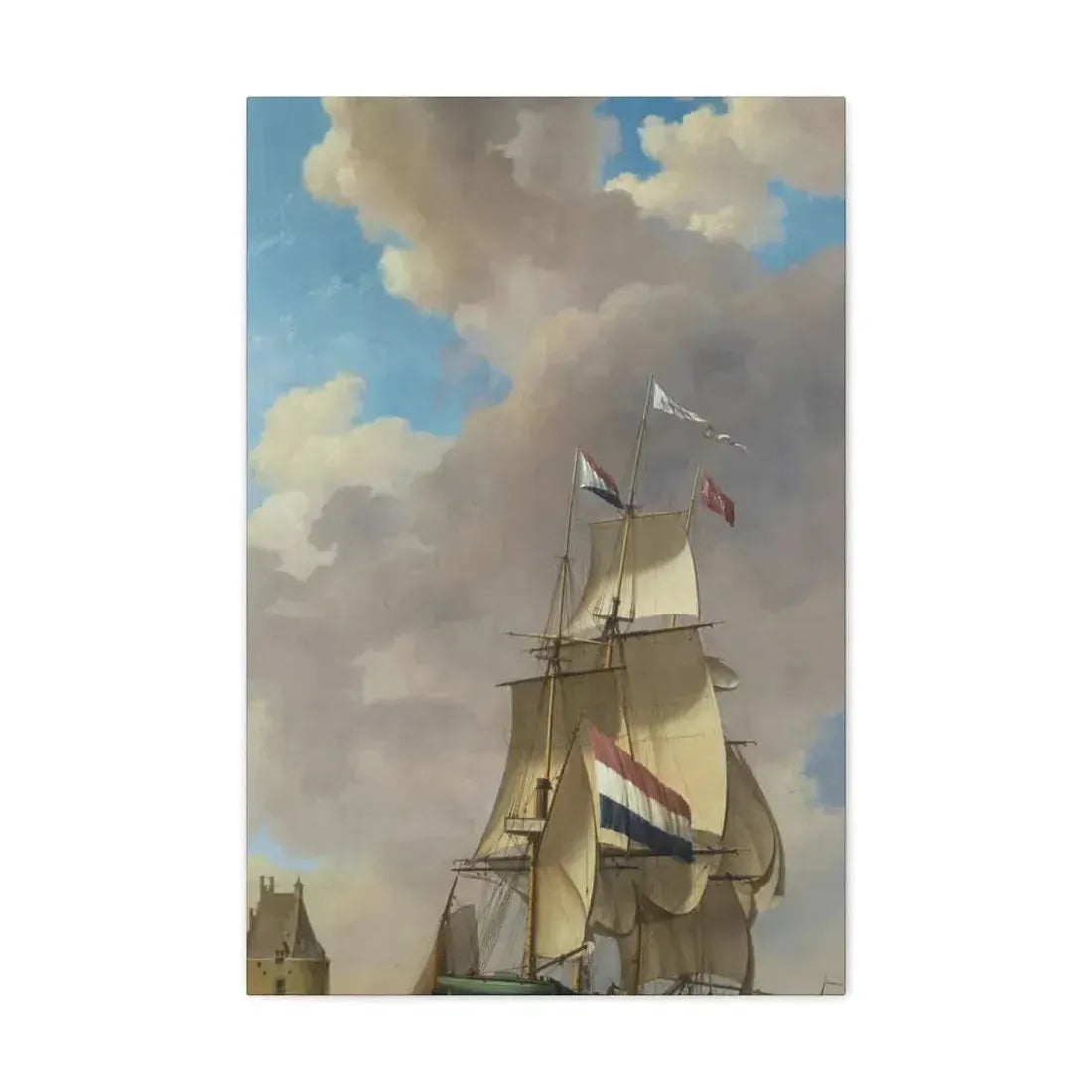 Johannes Hermanus Koekkoek (1778-1851) A Merchantman off Veere - Canvas Wall Art 20″ x 30″ 1.25" - The Sticker Space