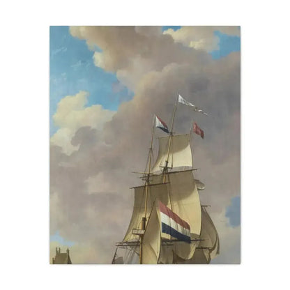 Johannes Hermanus Koekkoek (1778-1851) A Merchantman off Veere - Canvas Wall Art 24″ x 30″ 1.25" - The Sticker Space