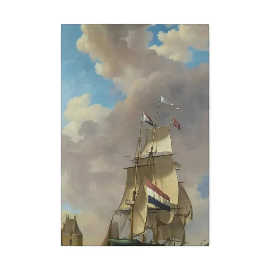 Johannes Hermanus Koekkoek (1778-1851) A Merchantman off Veere - Canvas Wall Art 24″ x 36″ 1.25" - The Sticker Space