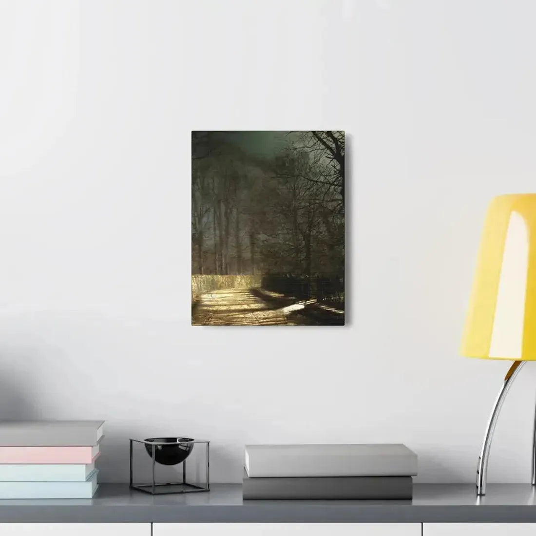 John Atkinson Grimshaw (1836-1893) A Moonlit Lane, with Two Lovers by a Gate - c1860-1893 - Canvas Wall Art - The Sticker Space