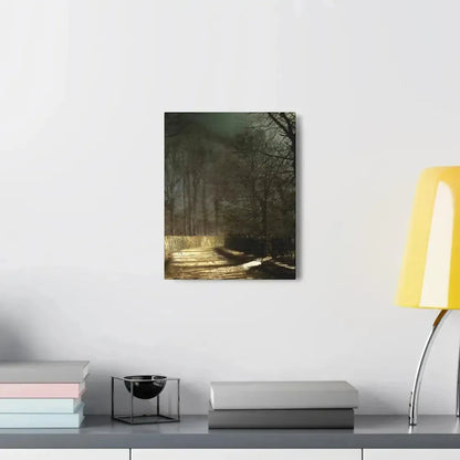 John Atkinson Grimshaw (1836-1893) A Moonlit Lane, with Two Lovers by a Gate - c1860-1893 - Canvas Wall Art - The Sticker Space