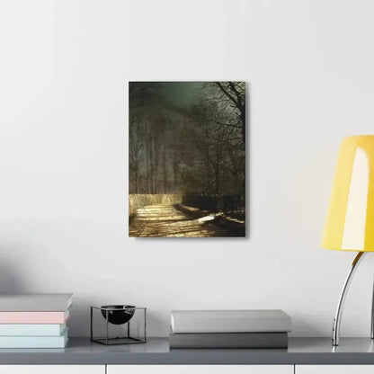 John Atkinson Grimshaw (1836-1893) A Moonlit Lane, with Two Lovers by a Gate - c1860-1893 - Canvas Wall Art - The Sticker Space