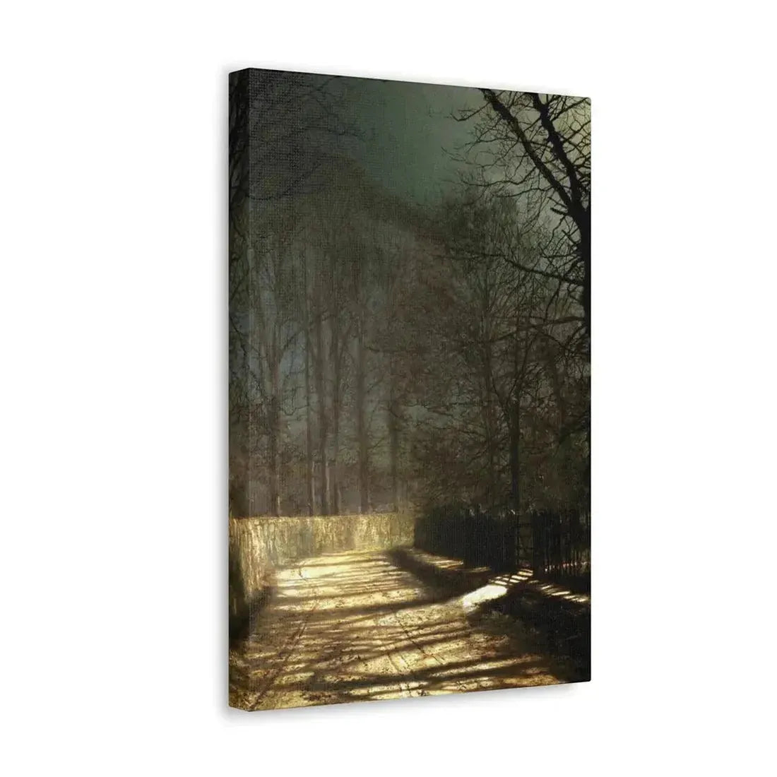 John Atkinson Grimshaw (1836-1893) A Moonlit Lane, with Two Lovers by a Gate - c1860-1893 - Canvas Wall Art - The Sticker Space