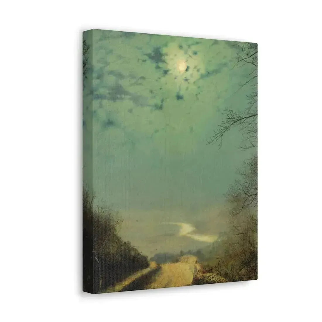 John Atkinson Grimshaw (1836-1893) A Wet Road By Moonlight, Wharfedale - Canvas Wall Art - The Sticker Space