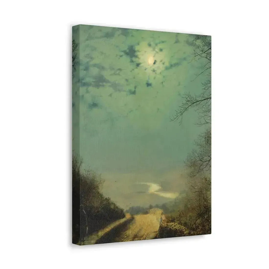 John Atkinson Grimshaw (1836-1893) A Wet Road By Moonlight, Wharfedale - Canvas Wall Art - The Sticker Space