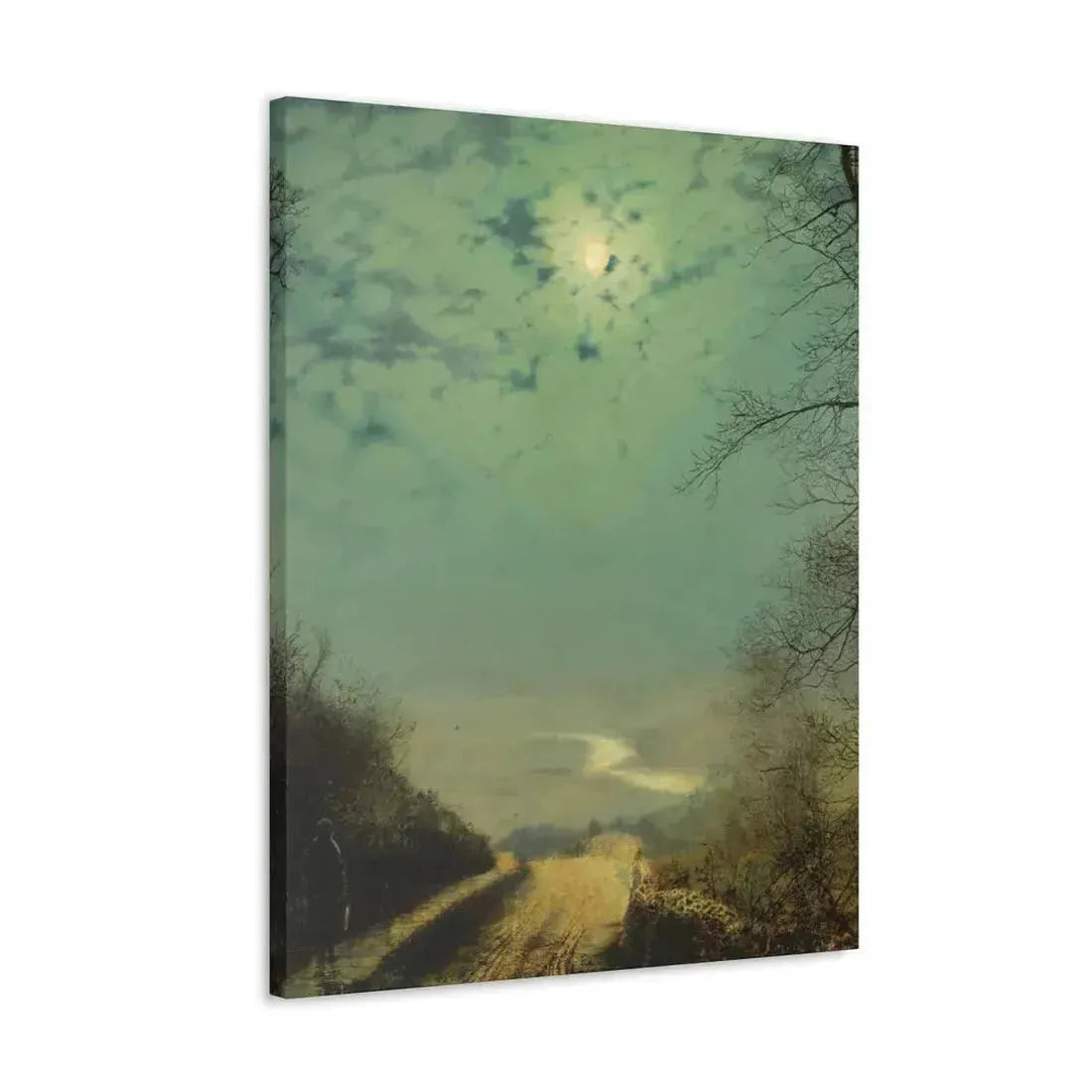 John Atkinson Grimshaw (1836-1893) A Wet Road By Moonlight, Wharfedale - Canvas Wall Art - The Sticker Space