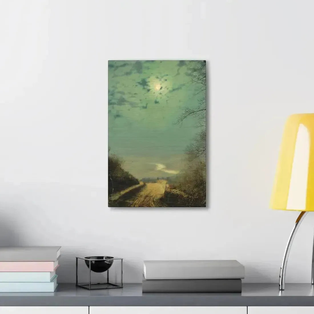 John Atkinson Grimshaw (1836-1893) A Wet Road By Moonlight, Wharfedale - Canvas Wall Art - The Sticker Space