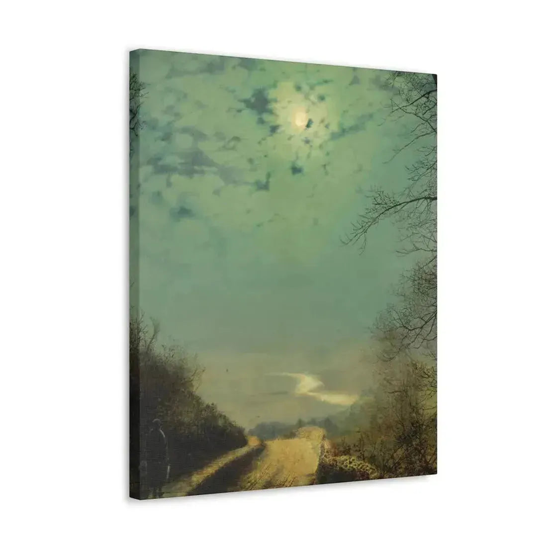 John Atkinson Grimshaw (1836-1893) A Wet Road By Moonlight, Wharfedale - Canvas Wall Art - The Sticker Space