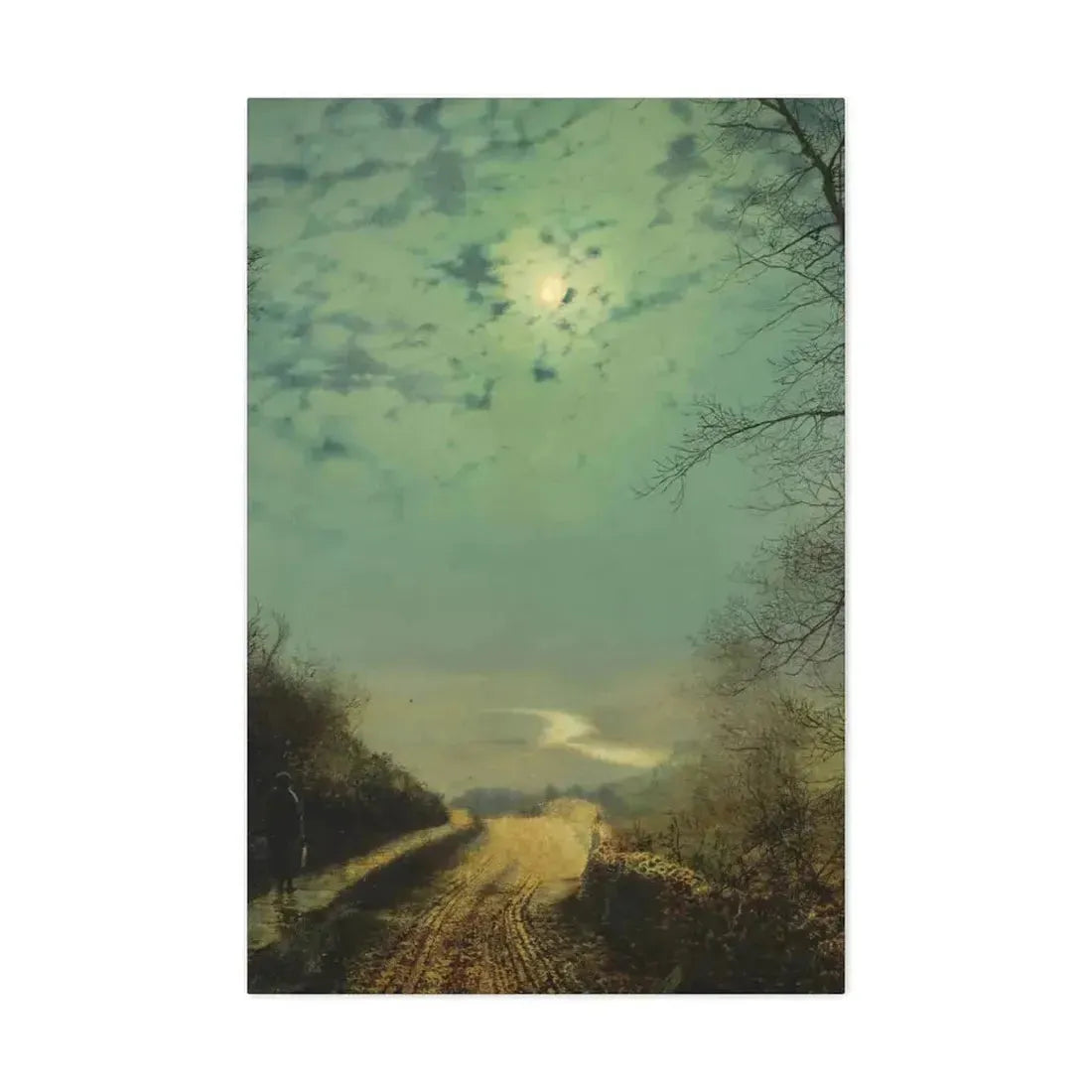 John Atkinson Grimshaw (1836-1893) A Wet Road By Moonlight, Wharfedale - Canvas Wall Art - The Sticker Space