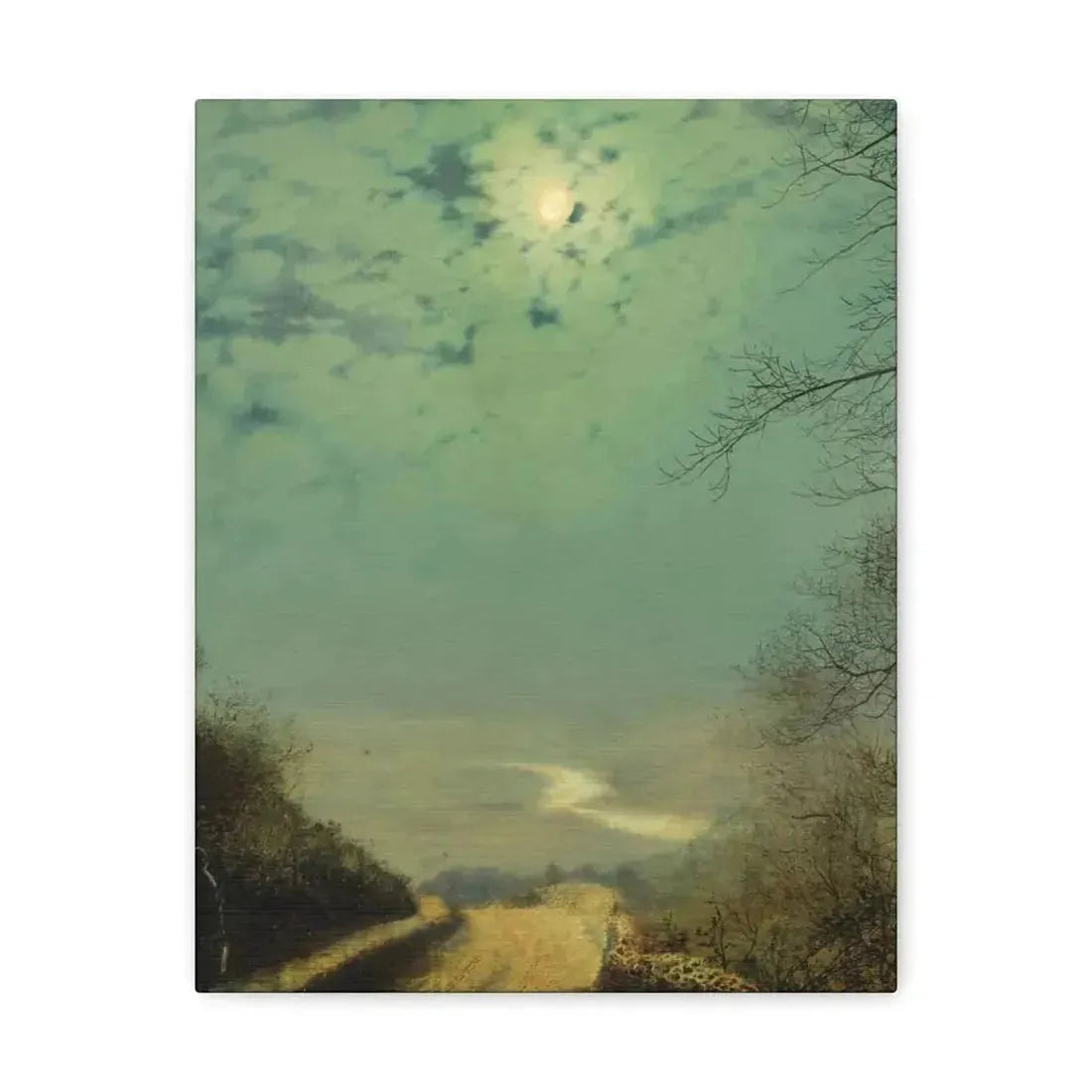 John Atkinson Grimshaw (1836-1893) A Wet Road By Moonlight, Wharfedale - Canvas Wall Art - The Sticker Space