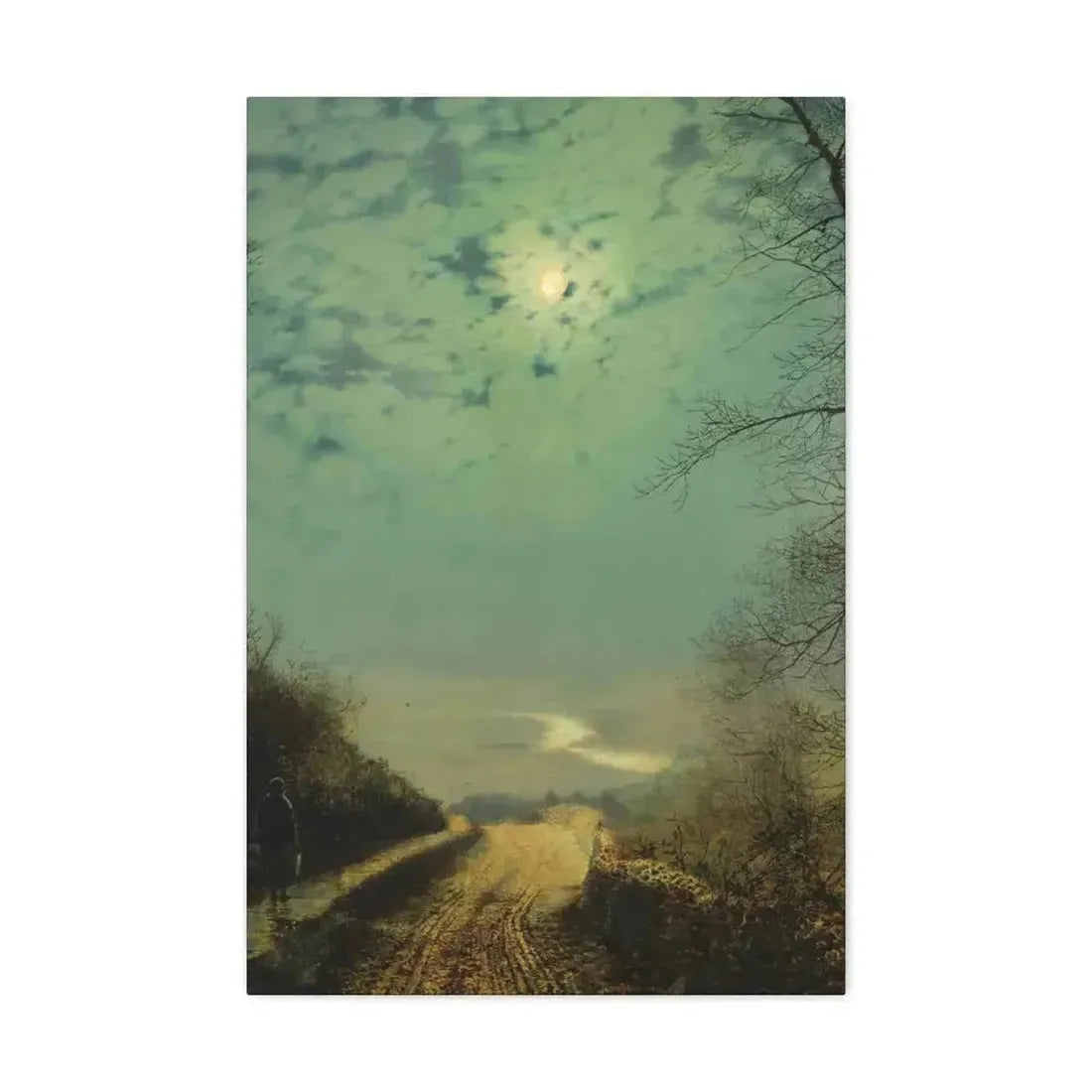 John Atkinson Grimshaw (1836-1893) A Wet Road By Moonlight, Wharfedale - Canvas Wall Art - The Sticker Space
