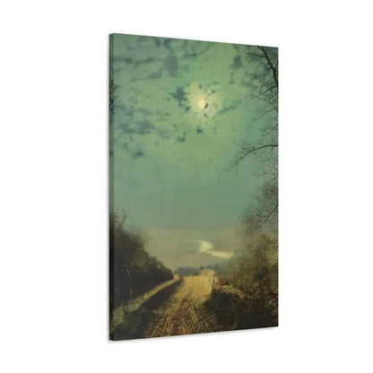 John Atkinson Grimshaw (1836-1893) A Wet Road By Moonlight, Wharfedale - Canvas Wall Art - The Sticker Space