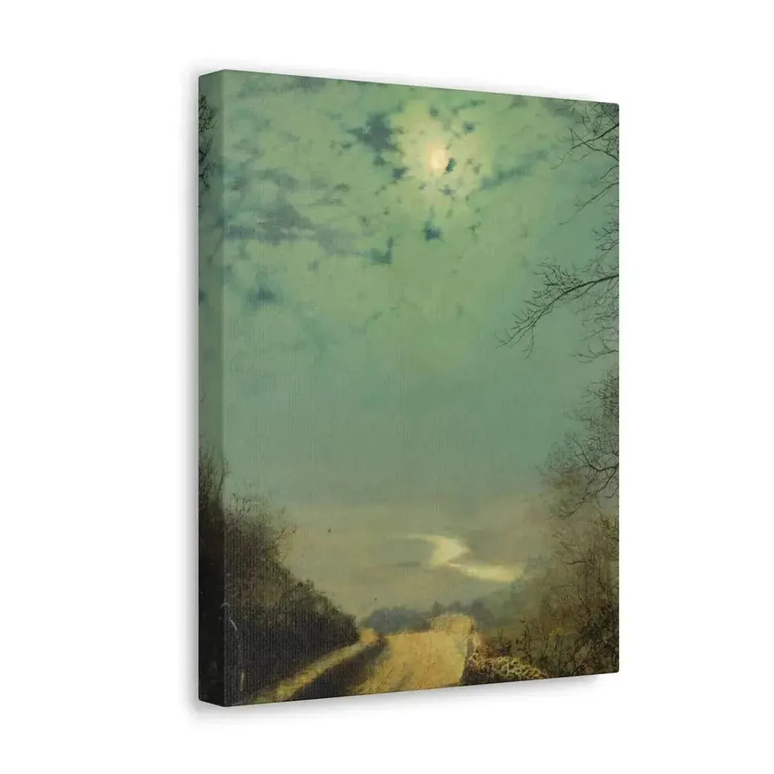 John Atkinson Grimshaw (1836-1893) A Wet Road By Moonlight, Wharfedale - Canvas Wall Art - The Sticker Space