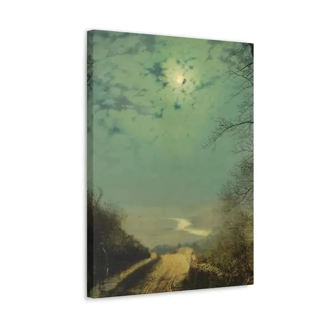 John Atkinson Grimshaw (1836-1893) A Wet Road By Moonlight, Wharfedale - Canvas Wall Art - The Sticker Space