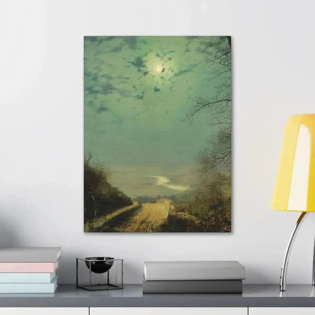 John Atkinson Grimshaw (1836-1893) A Wet Road By Moonlight, Wharfedale - Canvas Wall Art - The Sticker Space