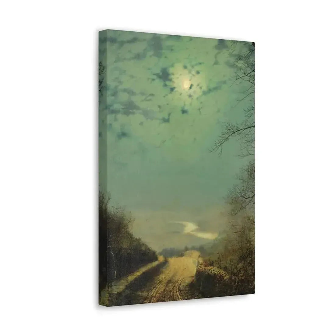 John Atkinson Grimshaw (1836-1893) A Wet Road By Moonlight, Wharfedale - Canvas Wall Art - The Sticker Space