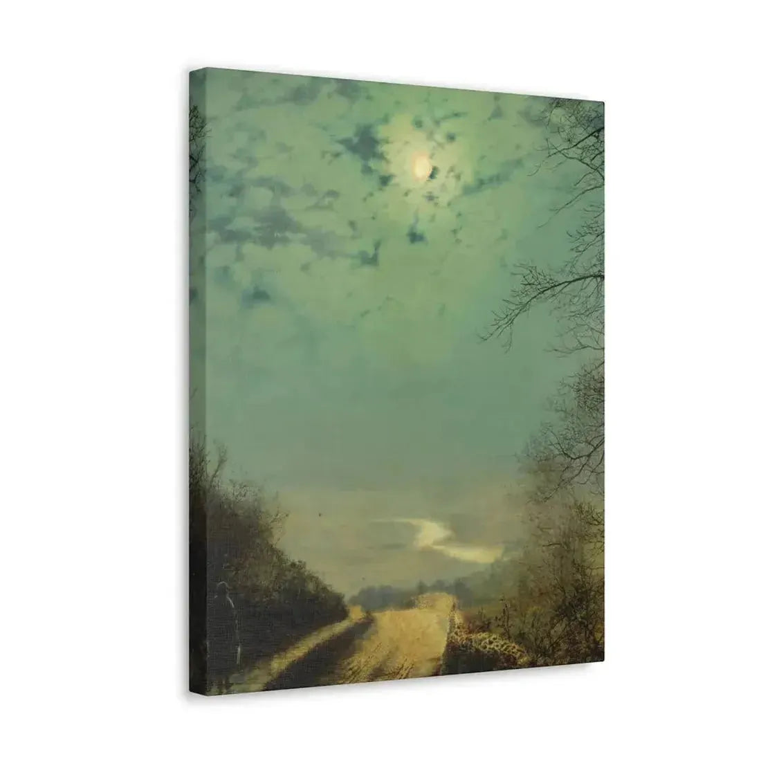 John Atkinson Grimshaw (1836-1893) A Wet Road By Moonlight, Wharfedale - Canvas Wall Art - The Sticker Space