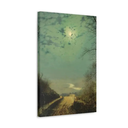 John Atkinson Grimshaw (1836-1893) A Wet Road By Moonlight, Wharfedale - Canvas Wall Art - The Sticker Space