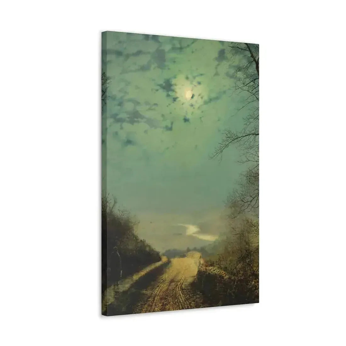 John Atkinson Grimshaw (1836-1893) A Wet Road By Moonlight, Wharfedale - Canvas Wall Art - The Sticker Space