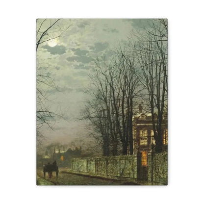 John Atkinson Grimshaw (1836-1893) A Wintry Moon 1886 - Canvas Wall Art 11″ x 14″ 1.25" - The Sticker Space