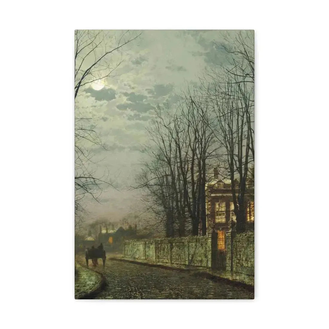 John Atkinson Grimshaw (1836-1893) A Wintry Moon 1886 - Canvas Wall Art 12" x 18" 1.25" - The Sticker Space
