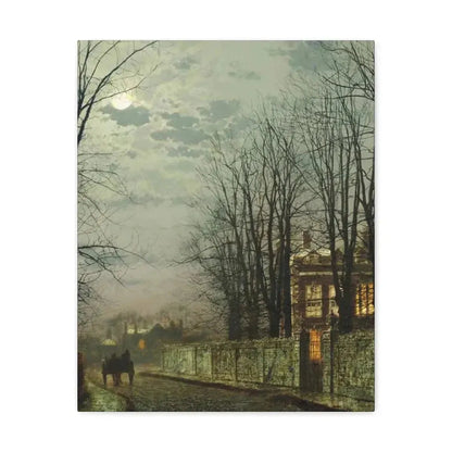 John Atkinson Grimshaw (1836-1893) A Wintry Moon 1886 - Canvas Wall Art 16″ x 20″ 1.25" - The Sticker Space