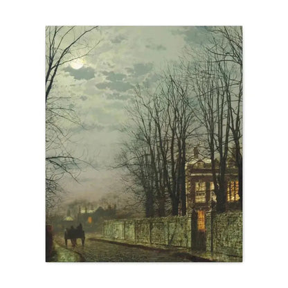 John Atkinson Grimshaw (1836-1893) A Wintry Moon 1886 - Canvas Wall Art 20″ x 24″ 1.25" - The Sticker Space