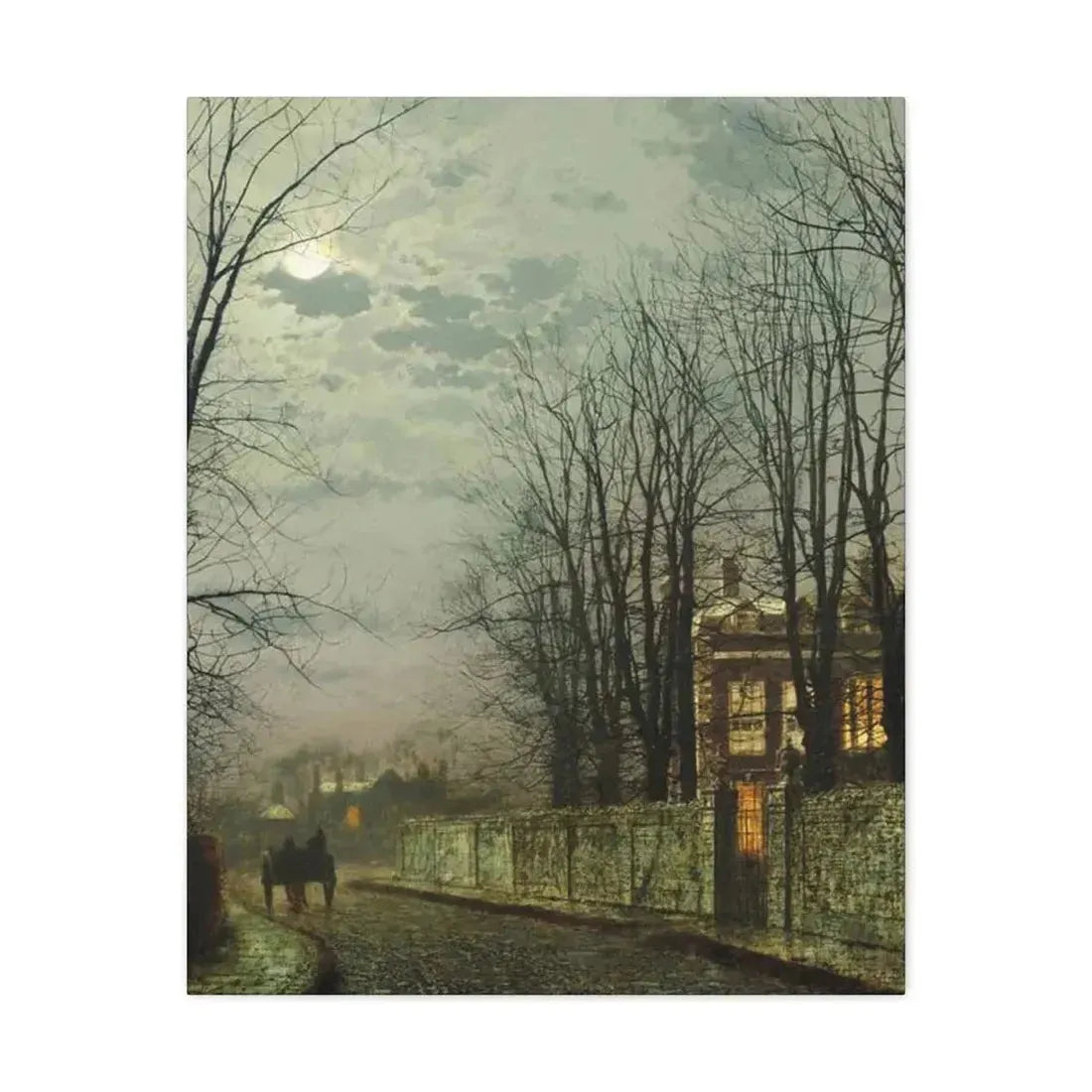 John Atkinson Grimshaw (1836-1893) A Wintry Moon 1886 - Canvas Wall Art 24″ x 30″ 1.25" - The Sticker Space
