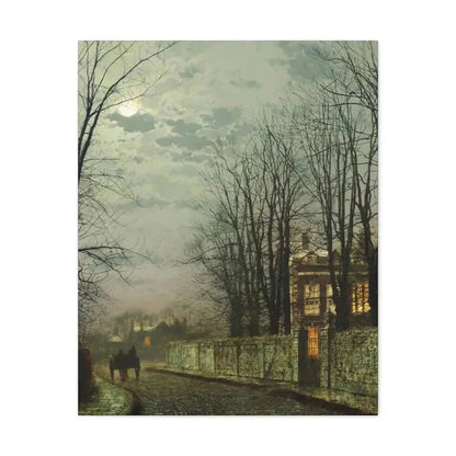 John Atkinson Grimshaw (1836-1893) A Wintry Moon 1886 - Canvas Wall Art 24″ x 30″ 1.25" - The Sticker Space