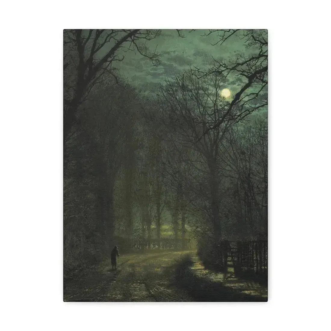John Atkinson Grimshaw (1836-1893) A Yorkshire Lane in November - 1873 - Canvas Wall Art 12″ x 16″ 1.25" - The Sticker Space