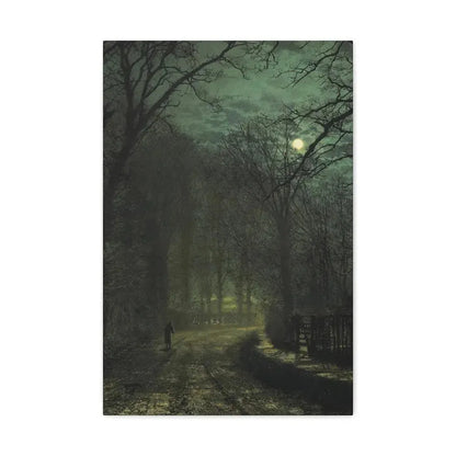 John Atkinson Grimshaw (1836-1893) A Yorkshire Lane in November - 1873 - Canvas Wall Art 16″ x 24″ 1.25" - The Sticker Space
