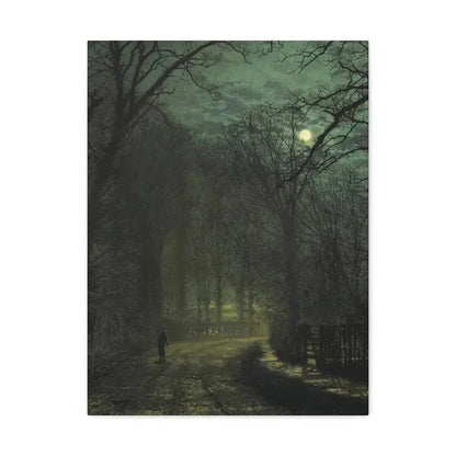 John Atkinson Grimshaw (1836-1893) A Yorkshire Lane in November - 1873 - Canvas Wall Art 18″ x 24″ 1.25" - The Sticker Space