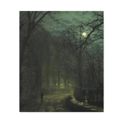 John Atkinson Grimshaw (1836-1893) A Yorkshire Lane in November - 1873 - Canvas Wall Art 20″ x 24″ 1.25" - The Sticker Space