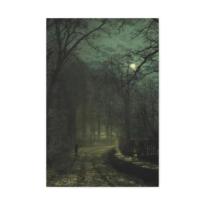 John Atkinson Grimshaw (1836-1893) A Yorkshire Lane in November - 1873 - Canvas Wall Art 20″ x 30″ 1.25" - The Sticker Space