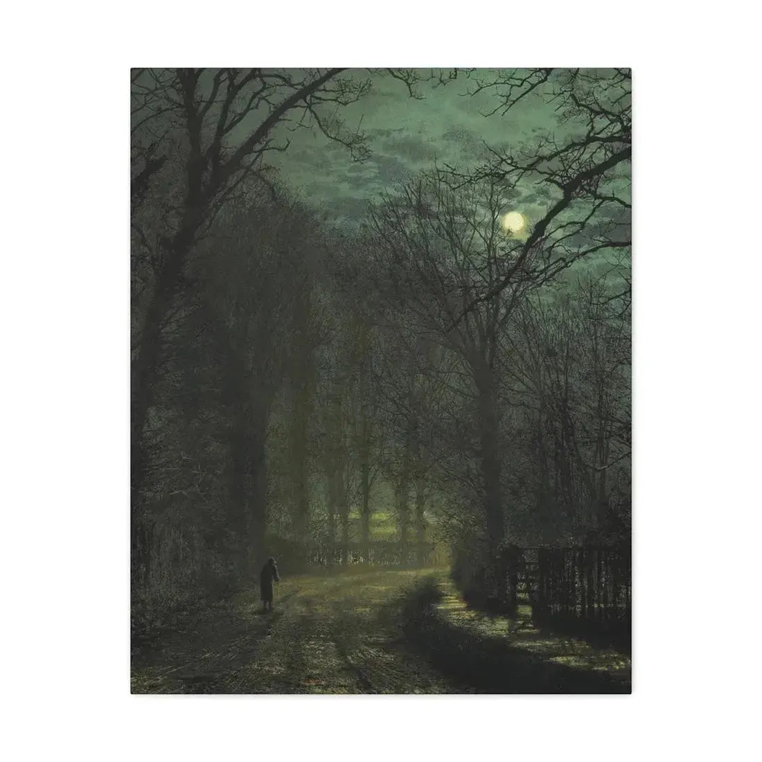 John Atkinson Grimshaw (1836-1893) A Yorkshire Lane in November - 1873 - Canvas Wall Art 24″ x 30″ 1.25" - The Sticker Space