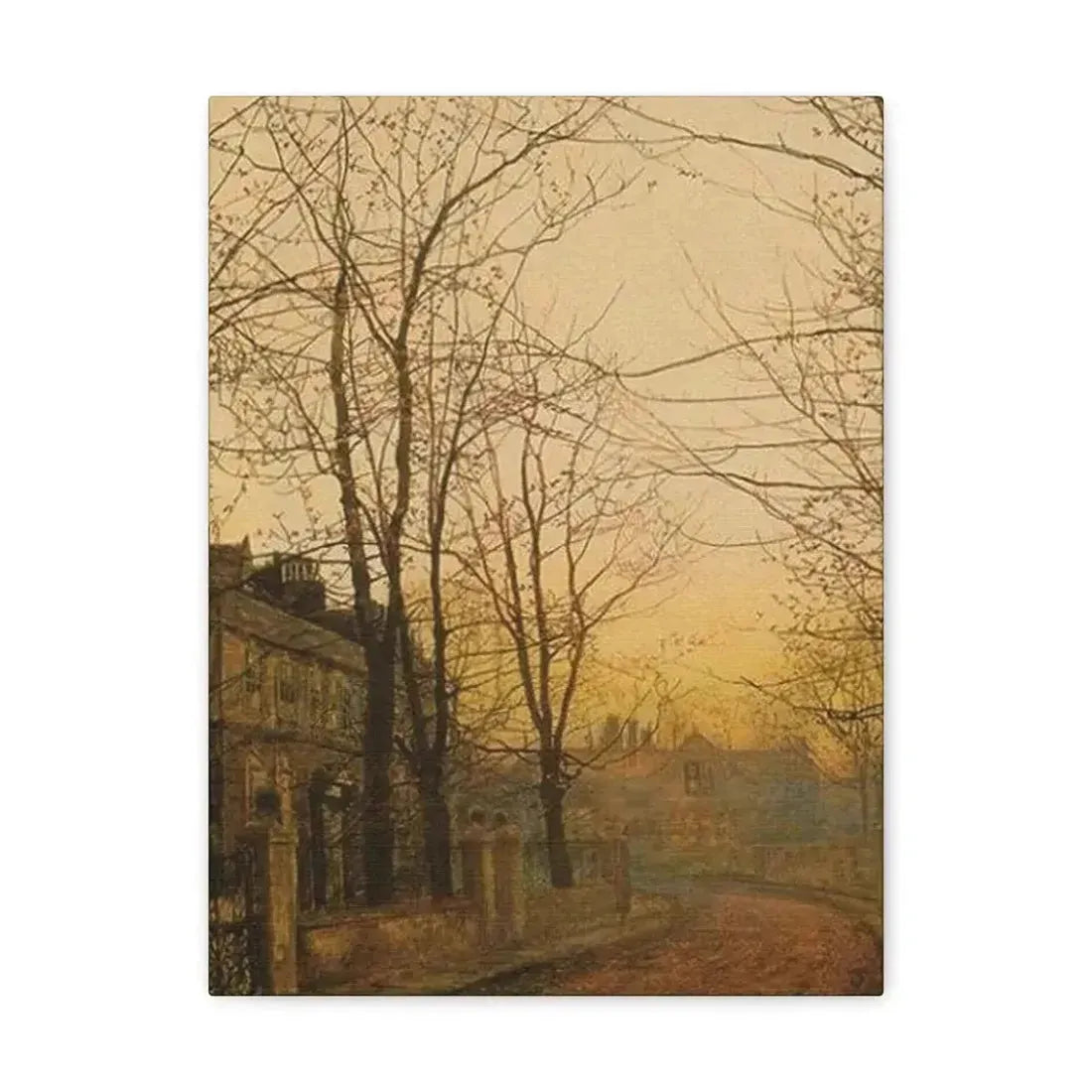 John Atkinson Grimshaw (1836-1893) An Autumn Idyll - 1885 - Canvas Wall Art 12″ x 16″ 1.25" - The Sticker Space