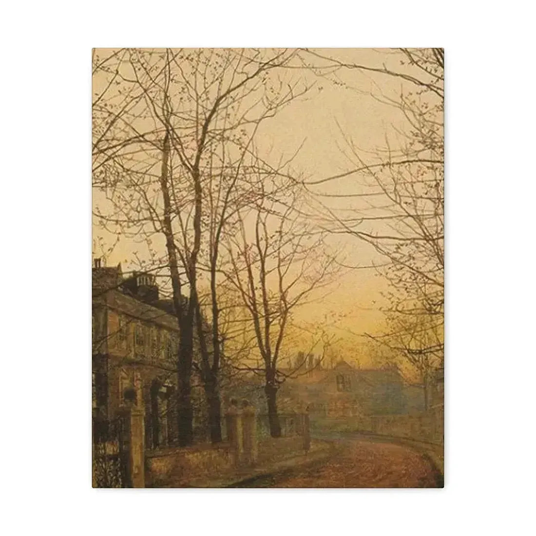 John Atkinson Grimshaw (1836-1893) An Autumn Idyll - 1885 - Canvas Wall Art 16″ x 20″ 1.25" - The Sticker Space