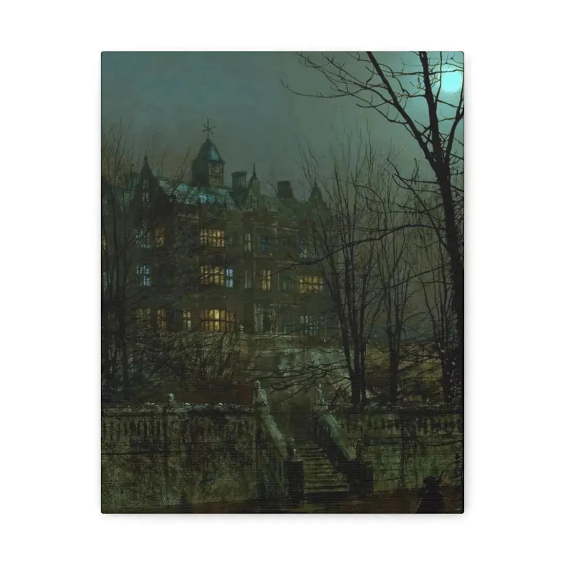 John Atkinson Grimshaw (1836-1893) Knostrop Old Hall, Leeds - 1883 - Canvas Wall Art 11″ x 14″ 1.25" - The Sticker Space