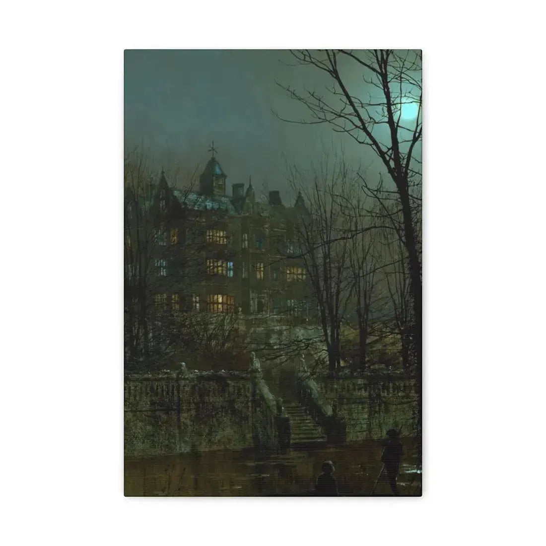 John Atkinson Grimshaw (1836-1893) Knostrop Old Hall, Leeds - 1883 - Canvas Wall Art 12" x 18" 1.25" - The Sticker Space